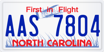 NC license plate AAS7804