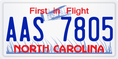 NC license plate AAS7805