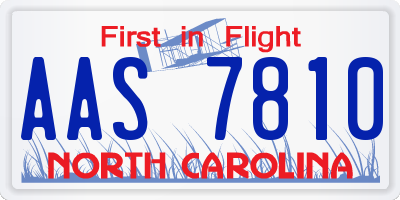 NC license plate AAS7810