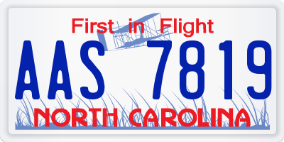 NC license plate AAS7819