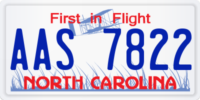 NC license plate AAS7822