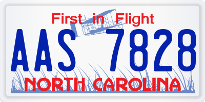 NC license plate AAS7828