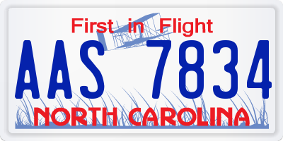 NC license plate AAS7834