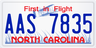 NC license plate AAS7835