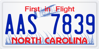 NC license plate AAS7839