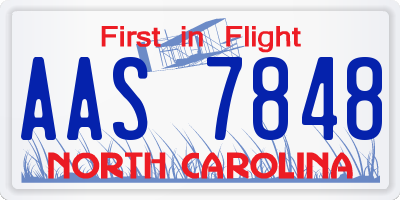 NC license plate AAS7848