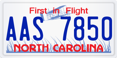 NC license plate AAS7850
