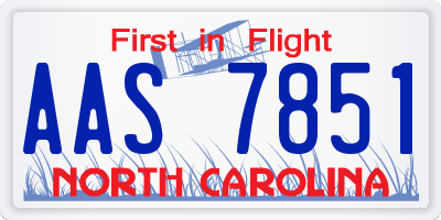 NC license plate AAS7851