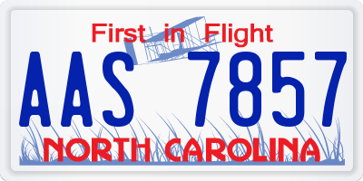 NC license plate AAS7857