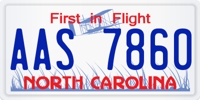 NC license plate AAS7860