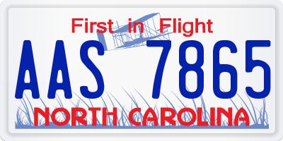 NC license plate AAS7865