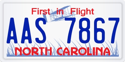 NC license plate AAS7867