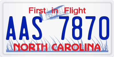NC license plate AAS7870