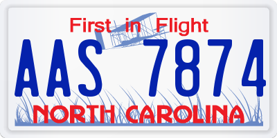 NC license plate AAS7874