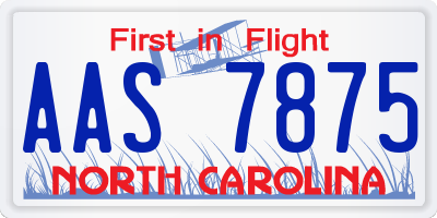 NC license plate AAS7875