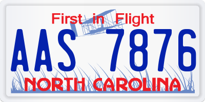 NC license plate AAS7876