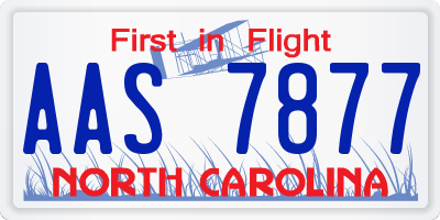 NC license plate AAS7877