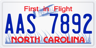 NC license plate AAS7892
