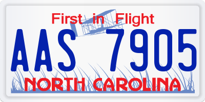 NC license plate AAS7905