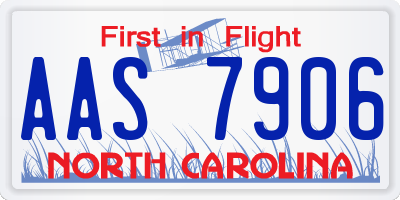 NC license plate AAS7906