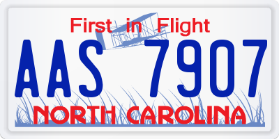NC license plate AAS7907