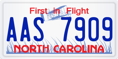 NC license plate AAS7909