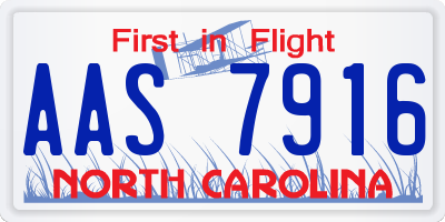 NC license plate AAS7916
