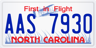 NC license plate AAS7930