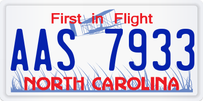 NC license plate AAS7933