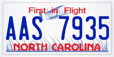 NC license plate AAS7935