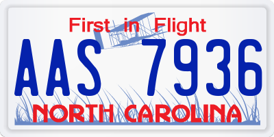 NC license plate AAS7936