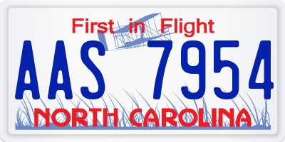 NC license plate AAS7954