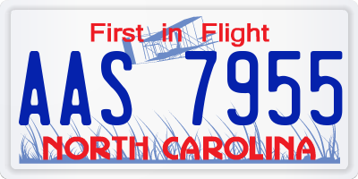 NC license plate AAS7955