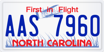NC license plate AAS7960