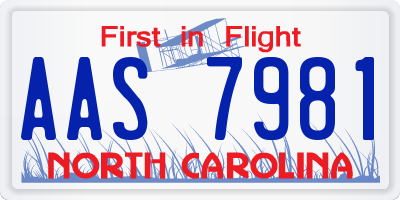 NC license plate AAS7981
