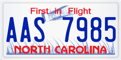 NC license plate AAS7985