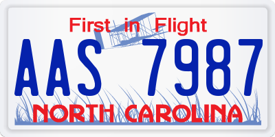NC license plate AAS7987