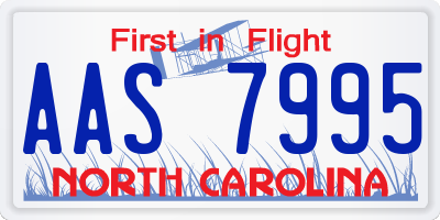NC license plate AAS7995