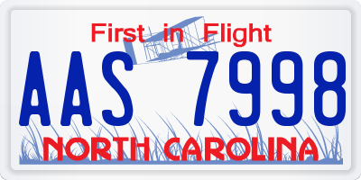 NC license plate AAS7998