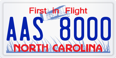 NC license plate AAS8000