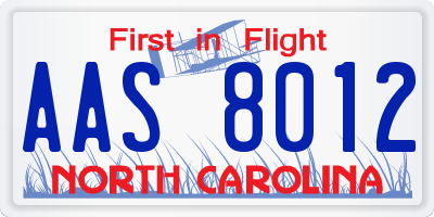 NC license plate AAS8012