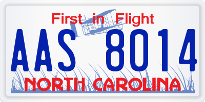 NC license plate AAS8014