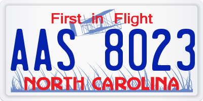 NC license plate AAS8023
