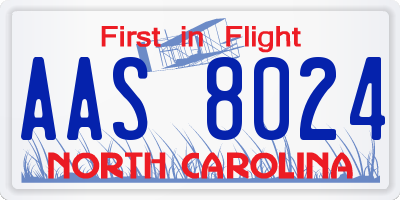 NC license plate AAS8024