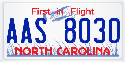 NC license plate AAS8030