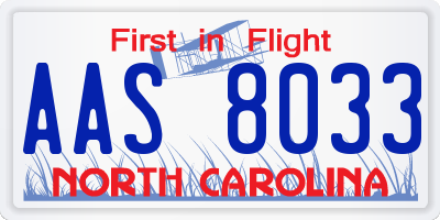 NC license plate AAS8033