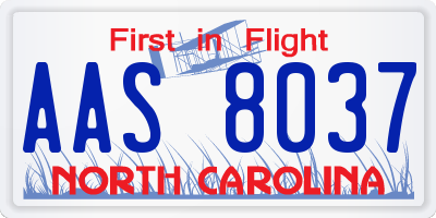 NC license plate AAS8037