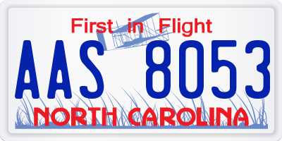 NC license plate AAS8053