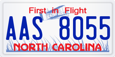 NC license plate AAS8055