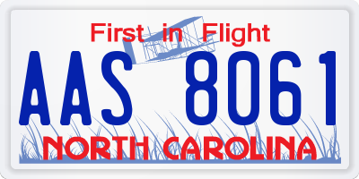 NC license plate AAS8061